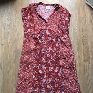 Red floral summer dress